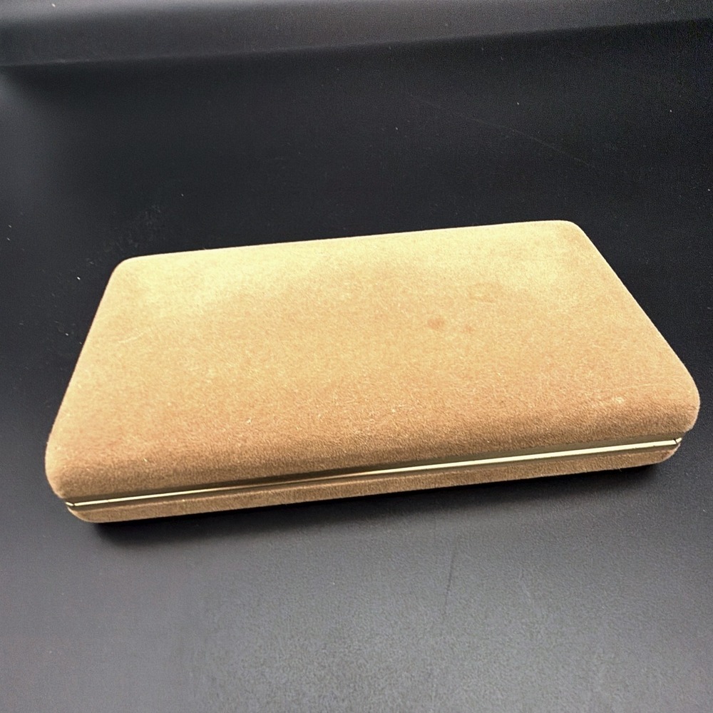 VTG Lady Buxton Jewelry Box Tan Faux Leather Gold Trim Velvet Lined Floral